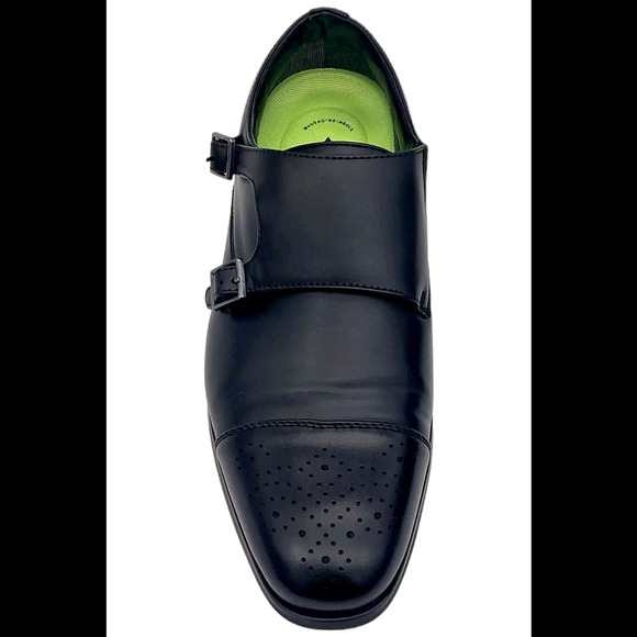 Vance Co. Men\'s Atticus Double Monk Strap Loafers Black - Wide